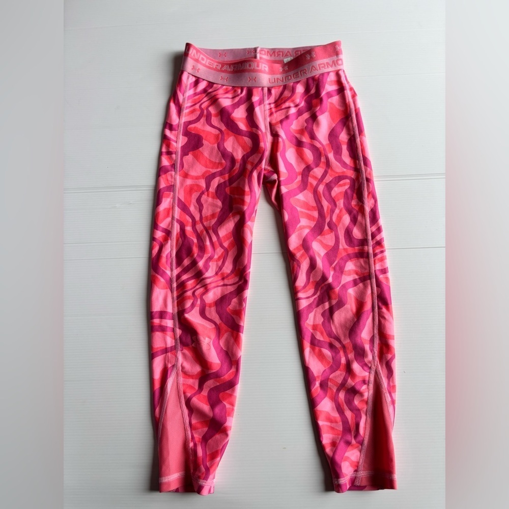 Under Armour Girls Pink Camo Leggings Youth Medium